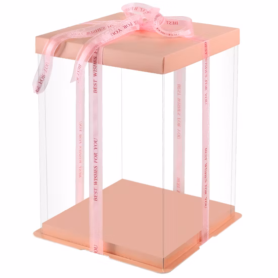 Großhandel Abschnitt Transparente Verpackungsbox für Kuchenform Maßgeschneiderte Luxus-Geschenkboxen in Rosa, Weiß, Schwarz, durchsichtig, hoch, für Hochzeit, Geburtstag, Urlaub, Kuchenform